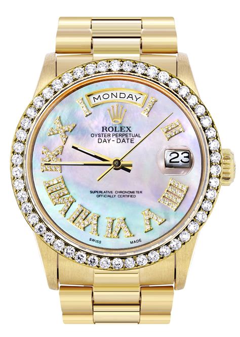 mother of pearl rolex day date|Rolex diamond watch.